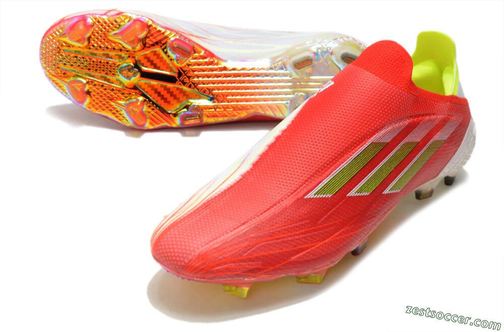 Adidas X Speedflow+ Laceless FG Low-Tops Soccer Cleats - Red/Yellow/Gold 3