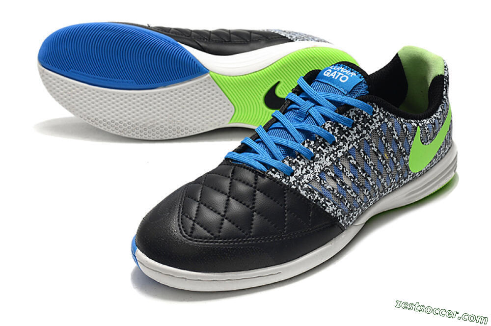Nike Lunar Gato 2 IC Low-Tops Soccer Shoes - Black/Blue/Yellow 3