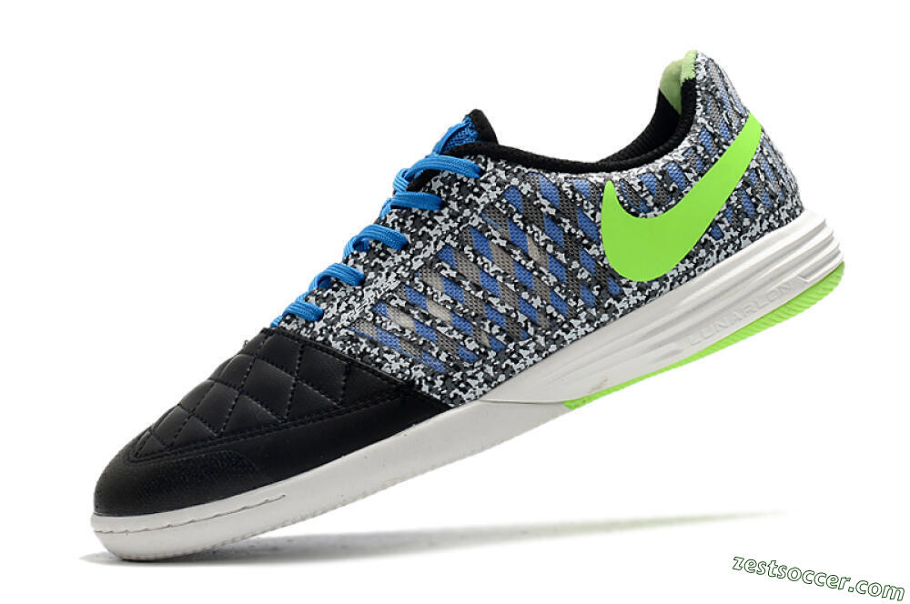 Nike Lunar Gato 2 IC Low-Tops Soccer Shoes - Black/Blue/Yellow 5