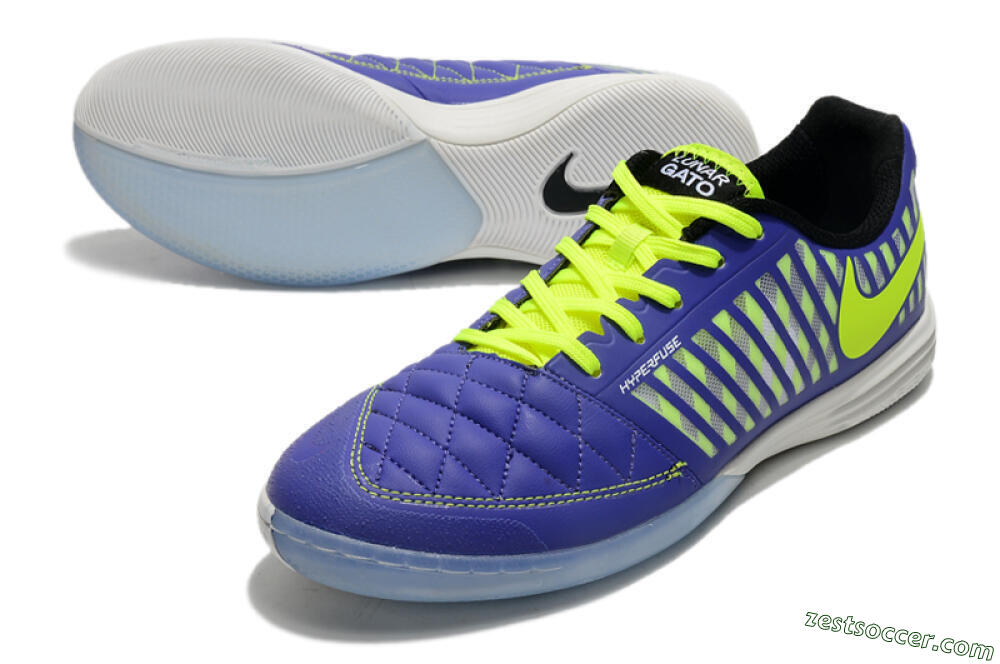 Nike Lunar Gato 2 IC Low-Tops Soccer Shoes - Blue/Yellow/White 3