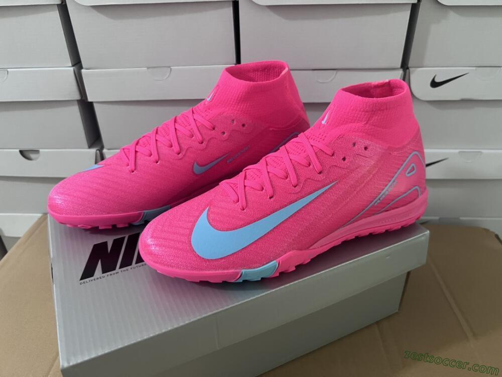 Nike Air Zoom Mercurial Superfly 10 Elite TF High-Tops Soccer Shoes - Pink/Red/Jade