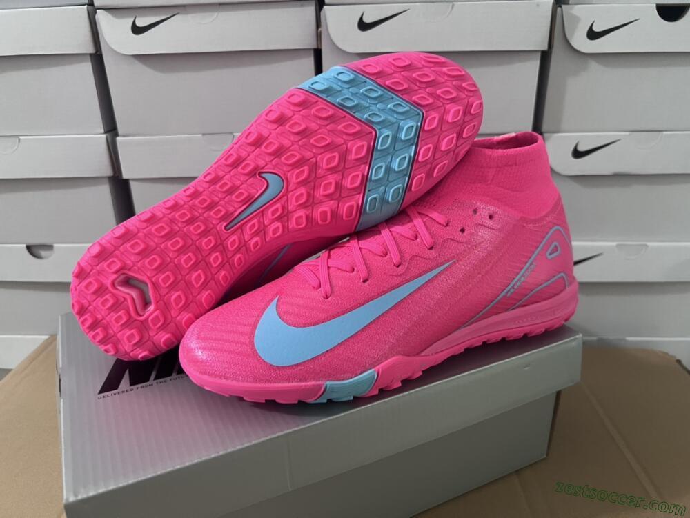 Nike Air Zoom Mercurial Superfly 10 Elite TF High-Tops Soccer Shoes - Pink/Red/Jade