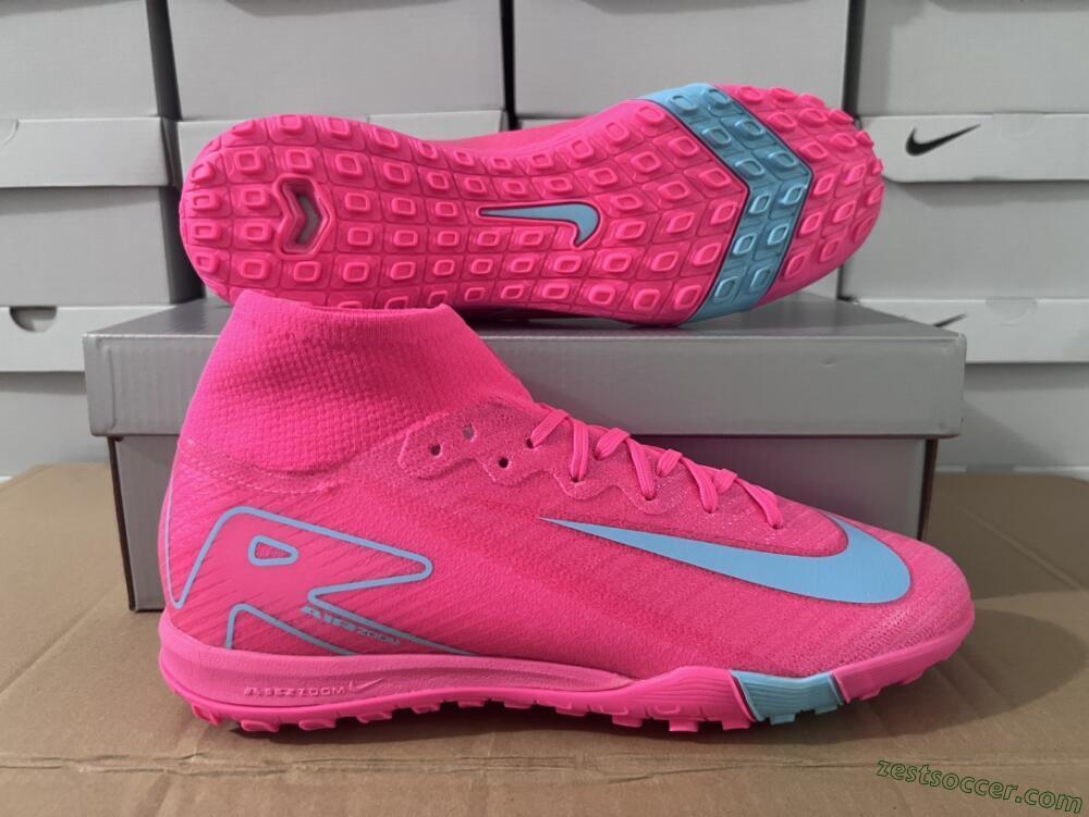 Nike Air Zoom Mercurial Superfly 10 Elite TF High-Tops Soccer Shoes - Pink/Red/Jade