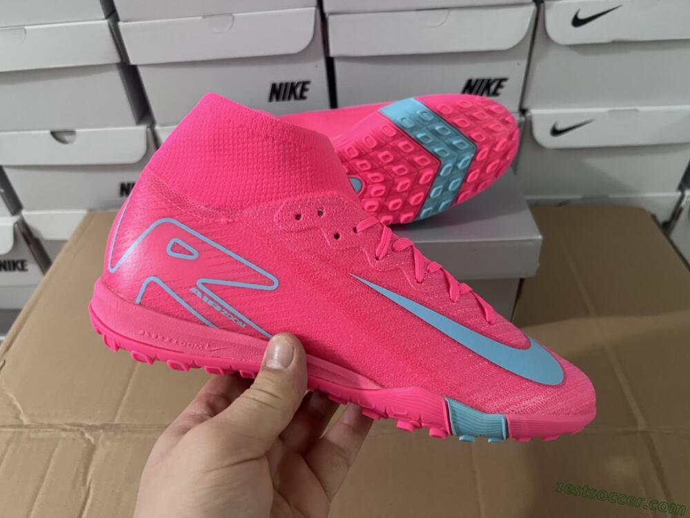 Nike Air Zoom Mercurial Superfly 10 Elite TF High-Tops Soccer Shoes - Pink/Red/Jade