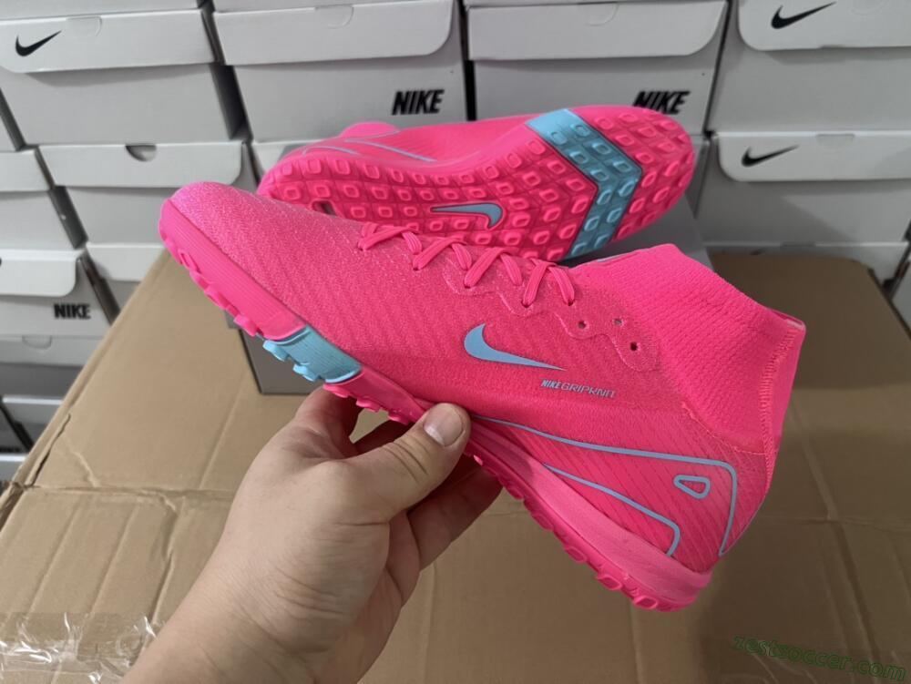 Nike Air Zoom Mercurial Superfly 10 Elite TF High-Tops Soccer Shoes - Pink/Red/Jade