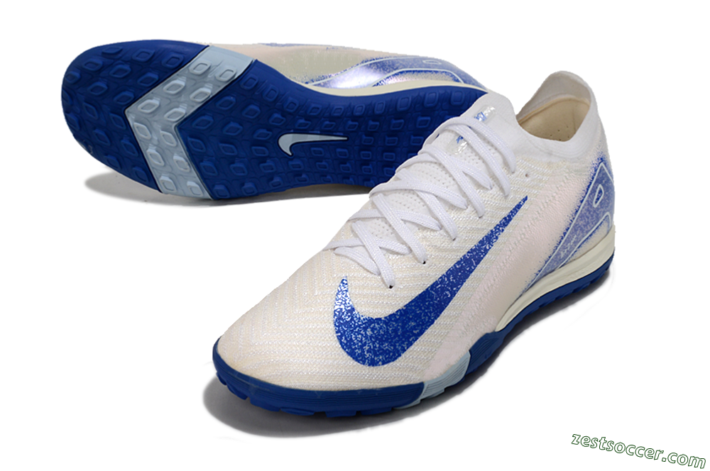 Nike Air Zoom Mercurial Vapor 16 Elite TF Low-Tops Soccer Shoes - White/Blue 3