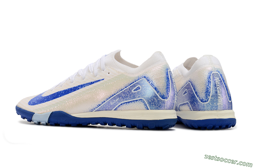 Nike Air Zoom Mercurial Vapor 16 Elite TF Low-Tops Soccer Shoes - White/Blue 4
