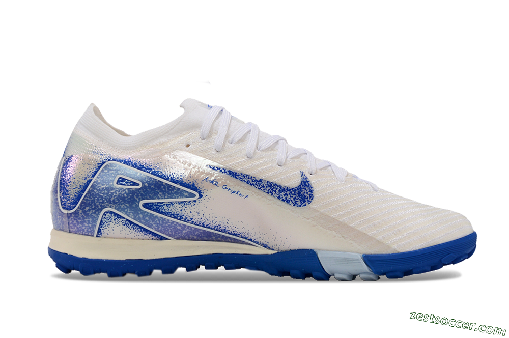 Nike Air Zoom Mercurial Vapor 16 Elite TF Low-Tops Soccer Shoes - White/Blue 5