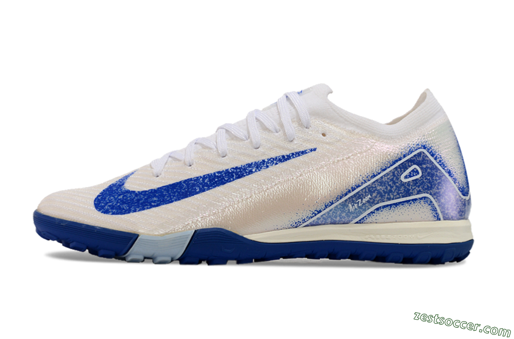Nike Air Zoom Mercurial Vapor 16 Elite TF Low-Tops Soccer Shoes - White/Blue 2