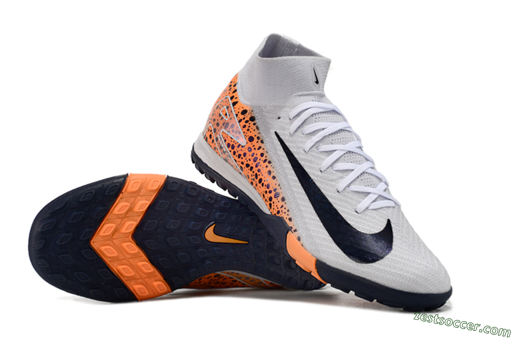 Nike Mercurial Superfly 10 Elite TF High-Tops Soccer Shoes - White/Black/Orange 1