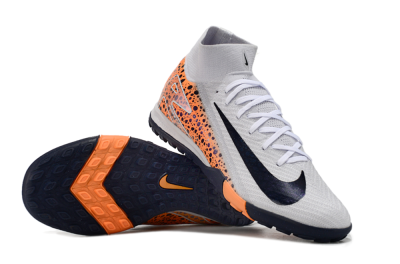 Nike Mercurial Superfly 10 Elite TF High-Tops Soccer Shoes - White/Black/Orange