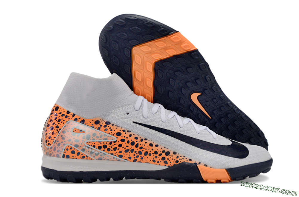 Nike Mercurial Superfly 10 Elite TF High-Tops Soccer Shoes - White/Black/Orange 0