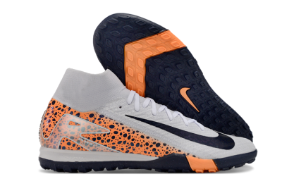 Nike Mercurial Superfly 10 Elite TF High-Tops Soccer Shoes - White/Black/Orange