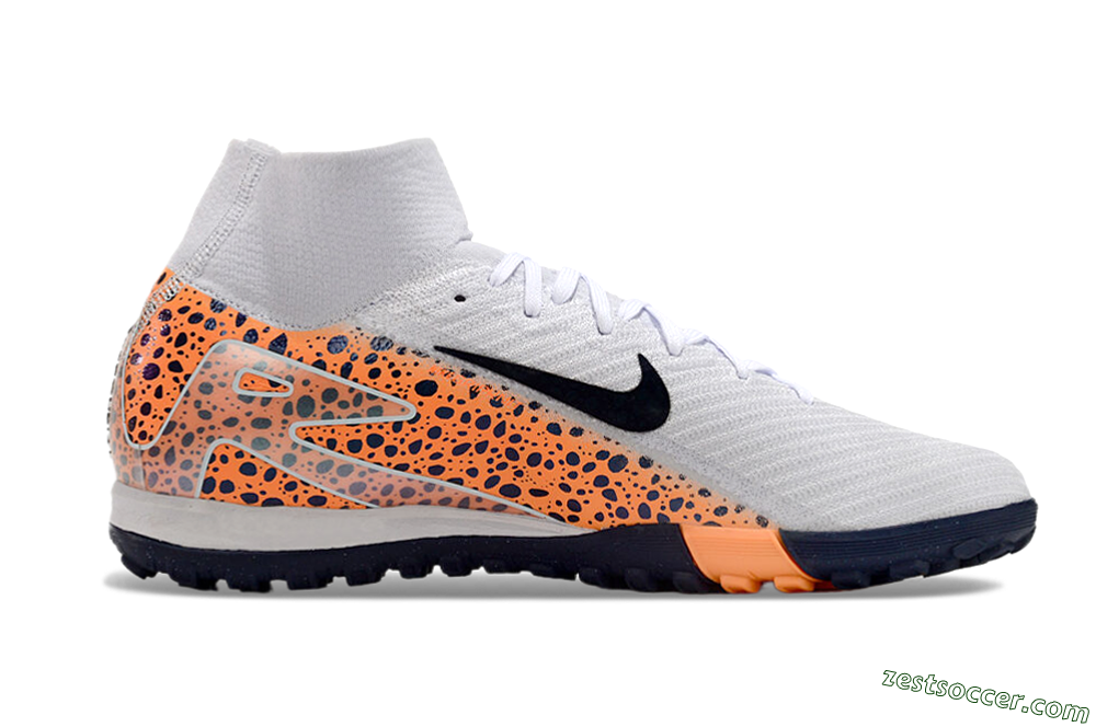 Nike Mercurial Superfly 10 Elite TF High-Tops Soccer Shoes - White/Black/Orange 5
