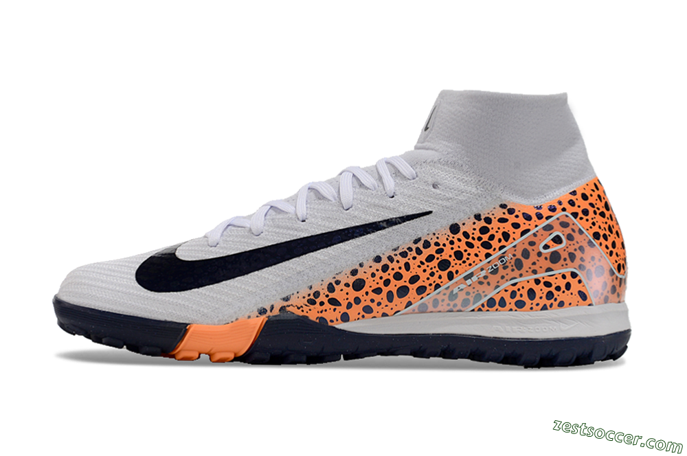 Nike Mercurial Superfly 10 Elite TF High-Tops Soccer Shoes - White/Black/Orange 2