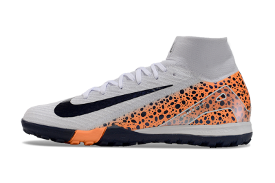 Nike Mercurial Superfly 10 Elite TF High-Tops Soccer Shoes - White/Black/Orange