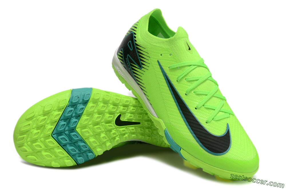 Nike Air Zoom Mercurial Vapor 16 Elite TF Low-Tops Soccer Shoes - Green/Black/Blue 3