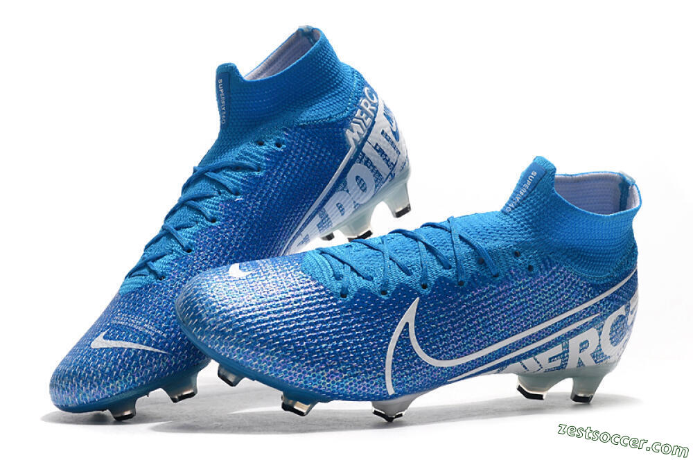 Nike Mercurial Superfly 7 Elite FG High-Tops Soccer Cleats - Blue/White 6