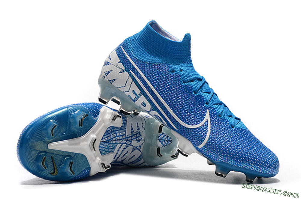 Nike Mercurial Superfly 7 Elite FG High-Tops Soccer Cleats - Blue/White 4