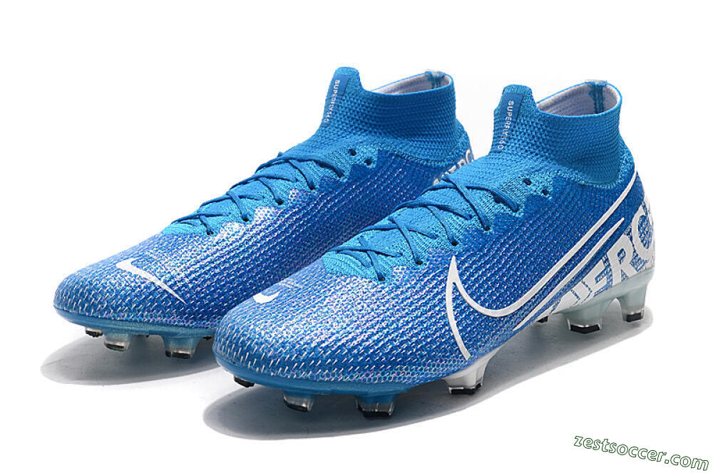 Nike Mercurial Superfly 7 Elite FG High-Tops Soccer Cleats - Blue/White 5
