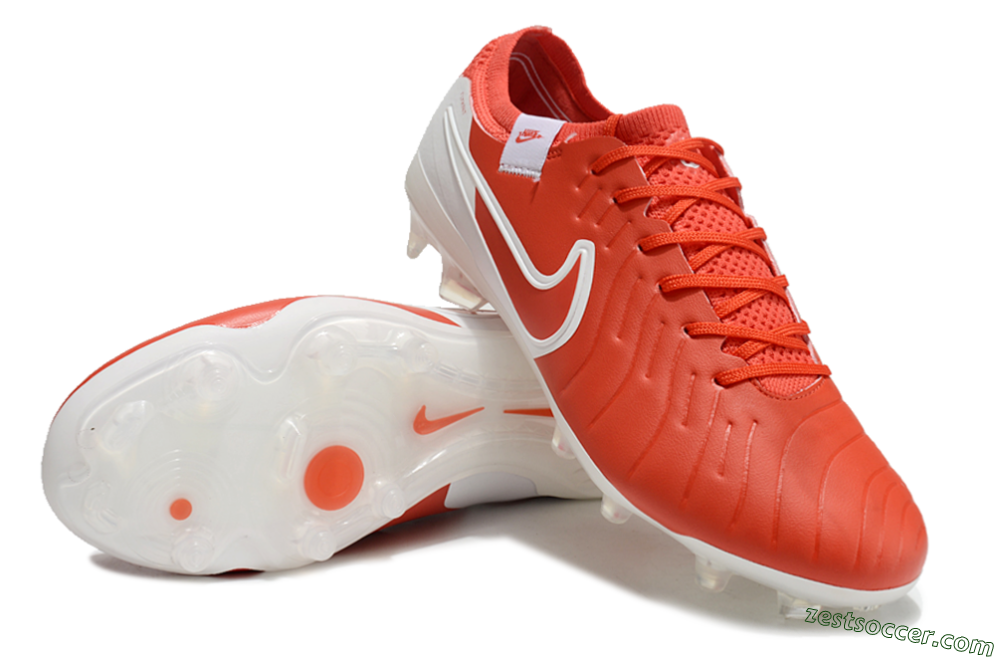 Nike Tiempo Legend 10 Elite FG Low-Tops Soccer Cleats - Red/White 3