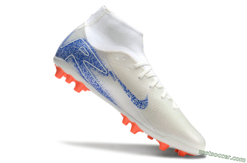 Nike Mercurial Superfly 10 Academy FG High-Tops Soccer Cleats - White/Blue/Orange 4