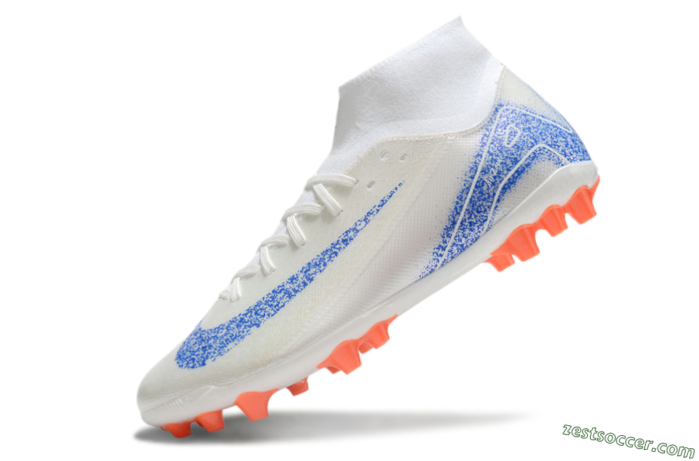 Nike Mercurial Superfly 10 Academy FG High-Tops Soccer Cleats - White/Blue/Orange 5