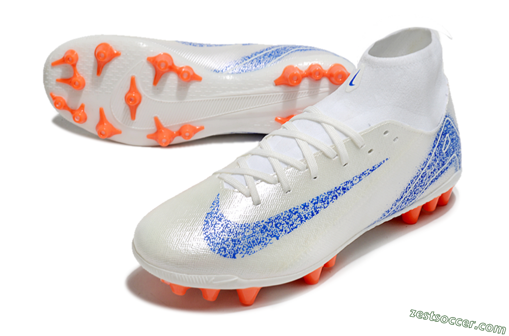 Nike Mercurial Superfly 10 Academy FG High-Tops Soccer Cleats - White/Blue/Orange 3