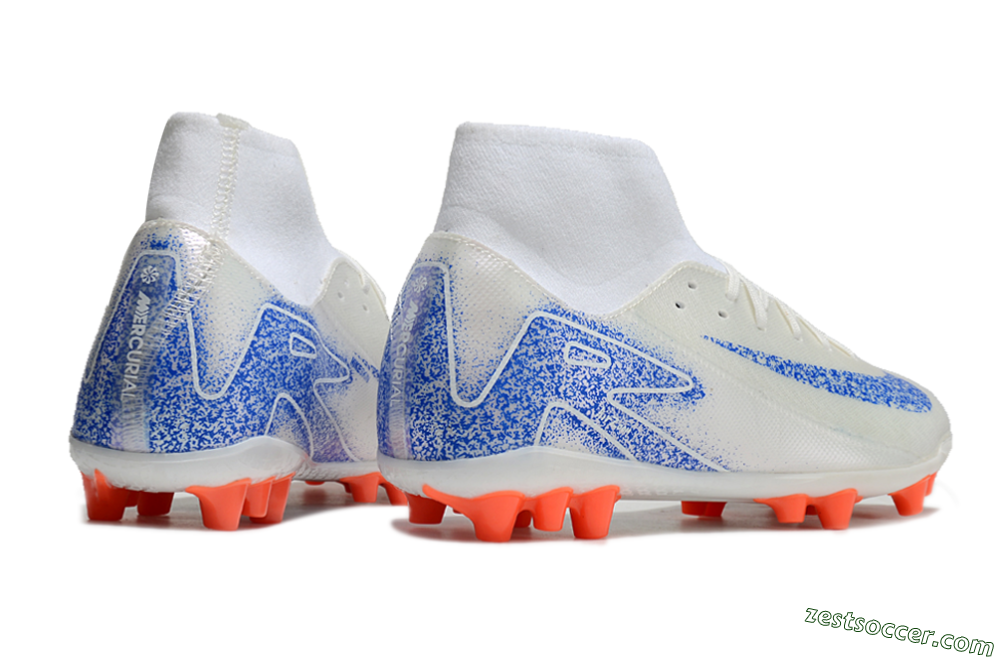 Nike Mercurial Superfly 10 Academy FG High-Tops Soccer Cleats - White/Blue/Orange 6