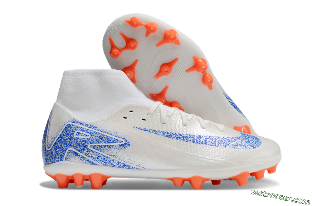 Nike Mercurial Superfly 10 Academy FG High-Tops Soccer Cleats - White/Blue/Orange 0