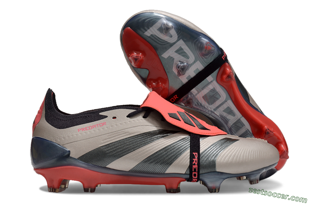 Adidas Predator Elite Foldover Tongue FG Low-Tops Soccer Cleats - Platinum Metallic/Aurora Black/Carbon 0