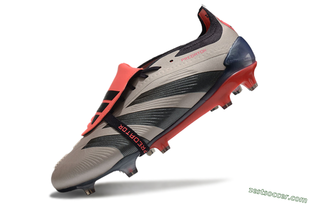 Adidas Predator Elite Foldover Tongue FG Low-Tops Soccer Cleats - Platinum Metallic/Aurora Black/Carbon 5