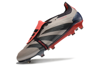 Adidas Predator Elite Foldover Tongue FG Low-Tops Soccer Cleats - Platinum Metallic/Aurora Black/Carbon