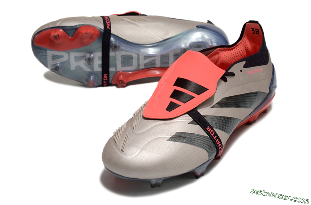 Adidas Predator Elite Foldover Tongue FG Low-Tops Soccer Cleats - Platinum Metallic/Aurora Black/Carbon 3
