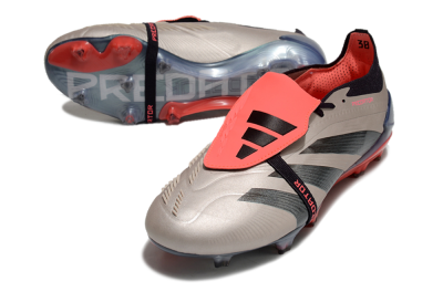 Adidas Predator Elite Foldover Tongue FG Low-Tops Soccer Cleats - Platinum Metallic/Aurora Black/Carbon