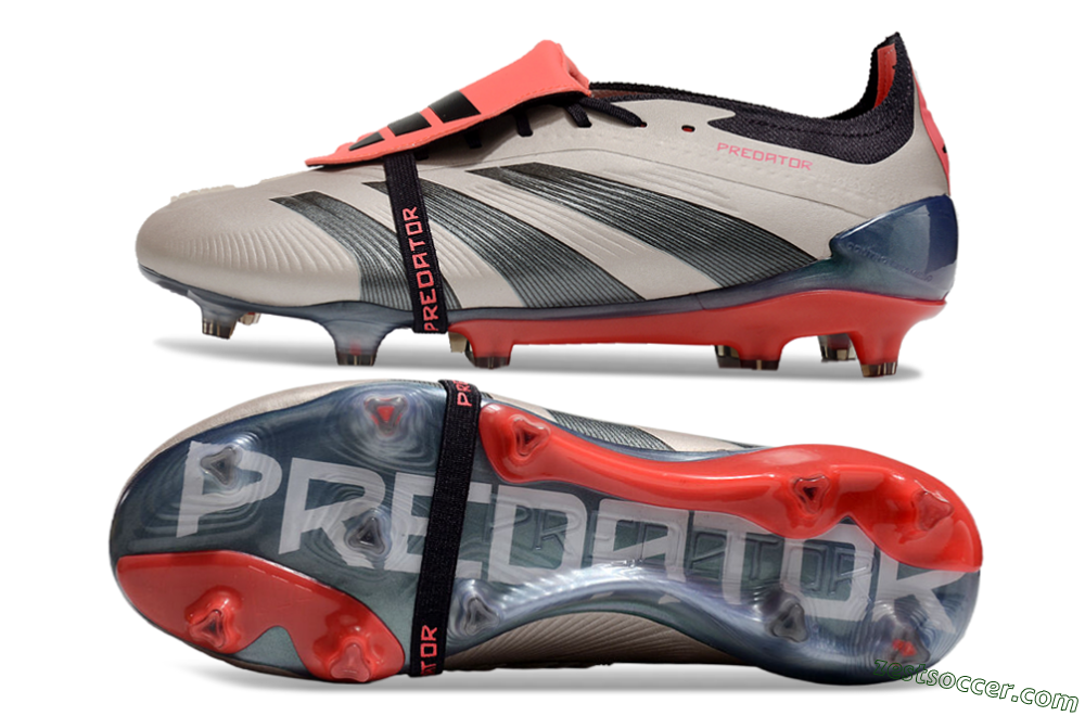 Adidas Predator Elite Foldover Tongue FG Low-Tops Soccer Cleats - Platinum Metallic/Aurora Black/Carbon 1