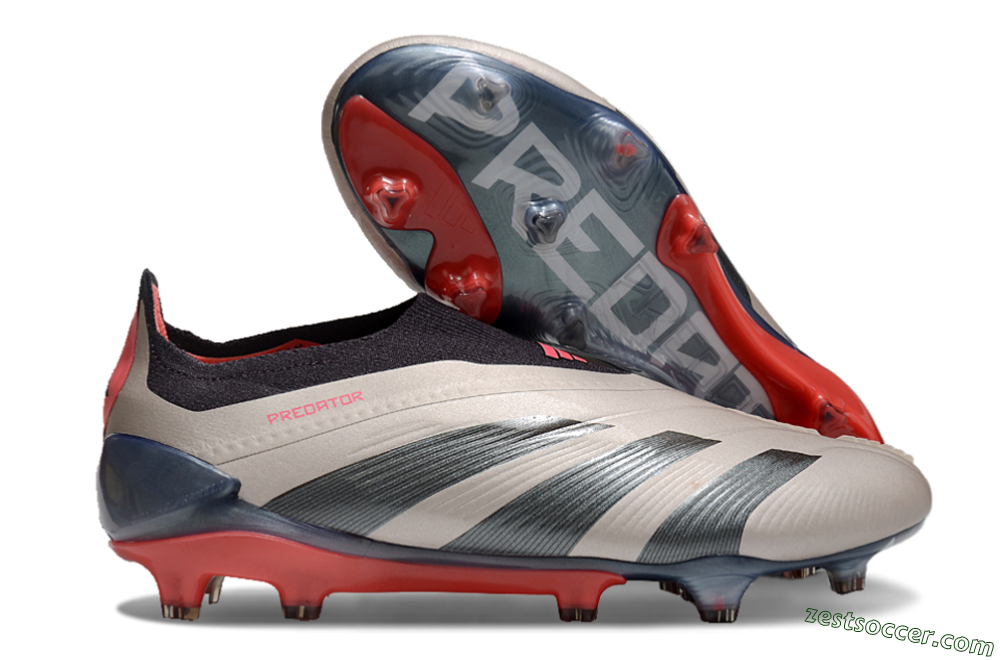 Adidas Predator Elite Laceless FG Low-Tops Soccer Cleats - Platinum Metallic/Aurora Black/Carbon 0