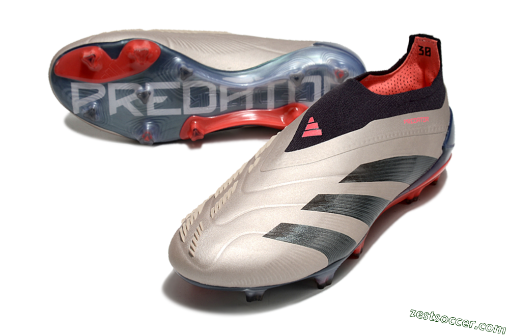 Adidas Predator Elite Laceless FG Low-Tops Soccer Cleats - Platinum Metallic/Aurora Black/Carbon 3