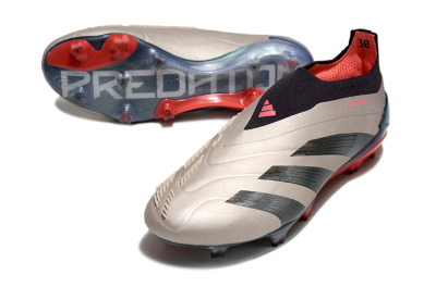 Adidas Predator Elite Laceless FG Low-Tops Soccer Cleats - Platinum Metallic/Aurora Black/Carbon