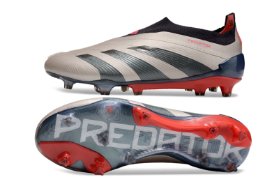 Adidas Predator Elite Laceless FG Low-Tops Soccer Cleats - Platinum Metallic/Aurora Black/Carbon