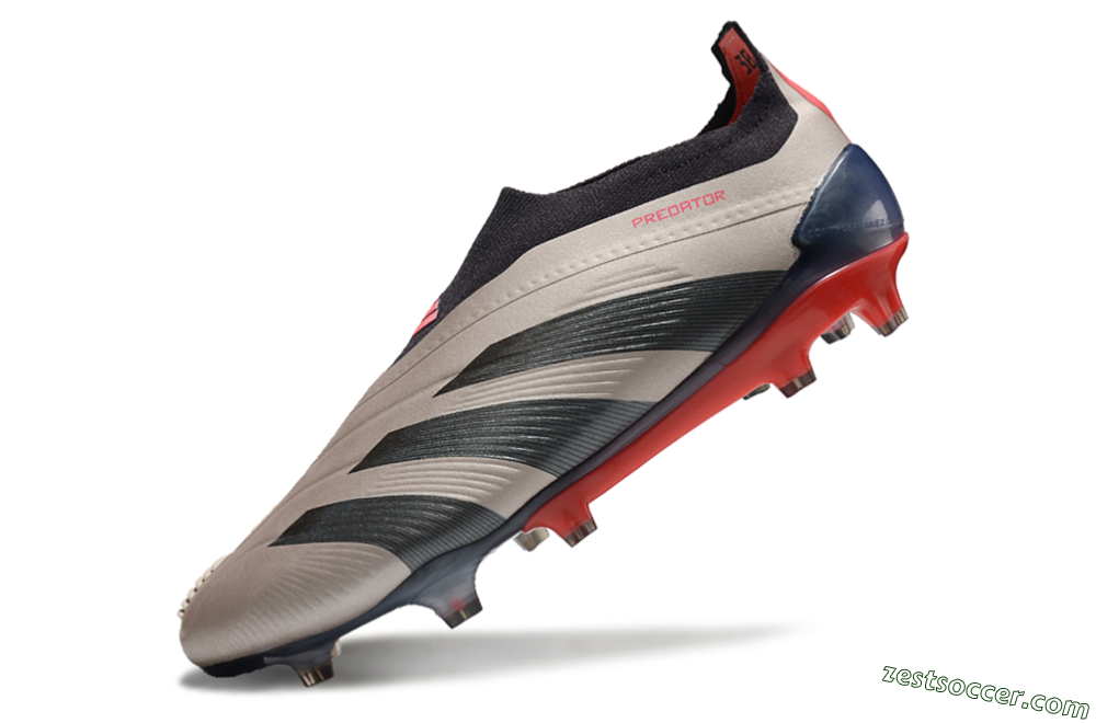 Adidas Predator Elite Laceless FG Low-Tops Soccer Cleats - Platinum Metallic/Aurora Black/Carbon 5