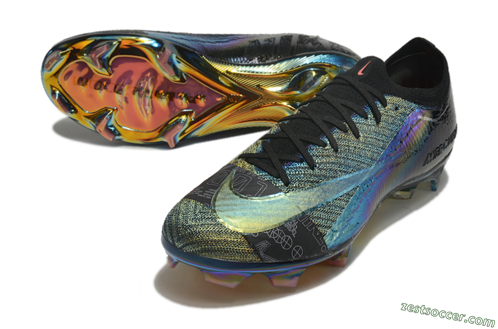 Nike Air Zoom Mercurial Vapor 15 Elite FG Low-Tops Soccer Cleats - Blue/Black/Gold 3