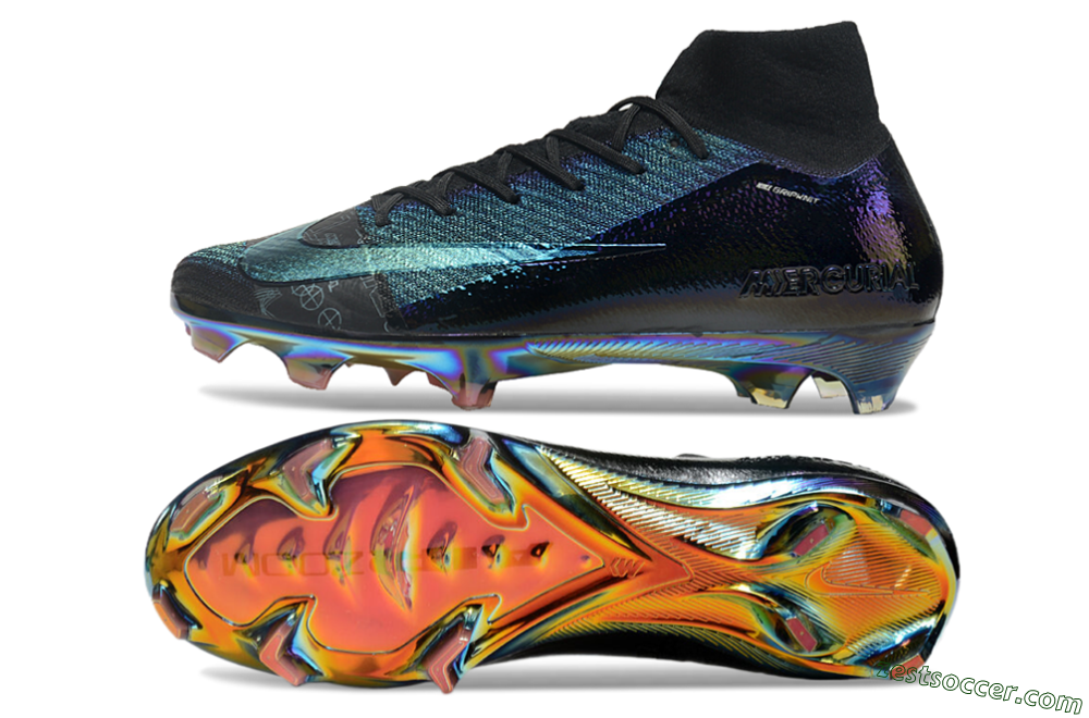 Nike Air Zoom Mercurial Superfly 9 Elite FG High-Tops Soccer Cleats - Metal Blue/Black 6