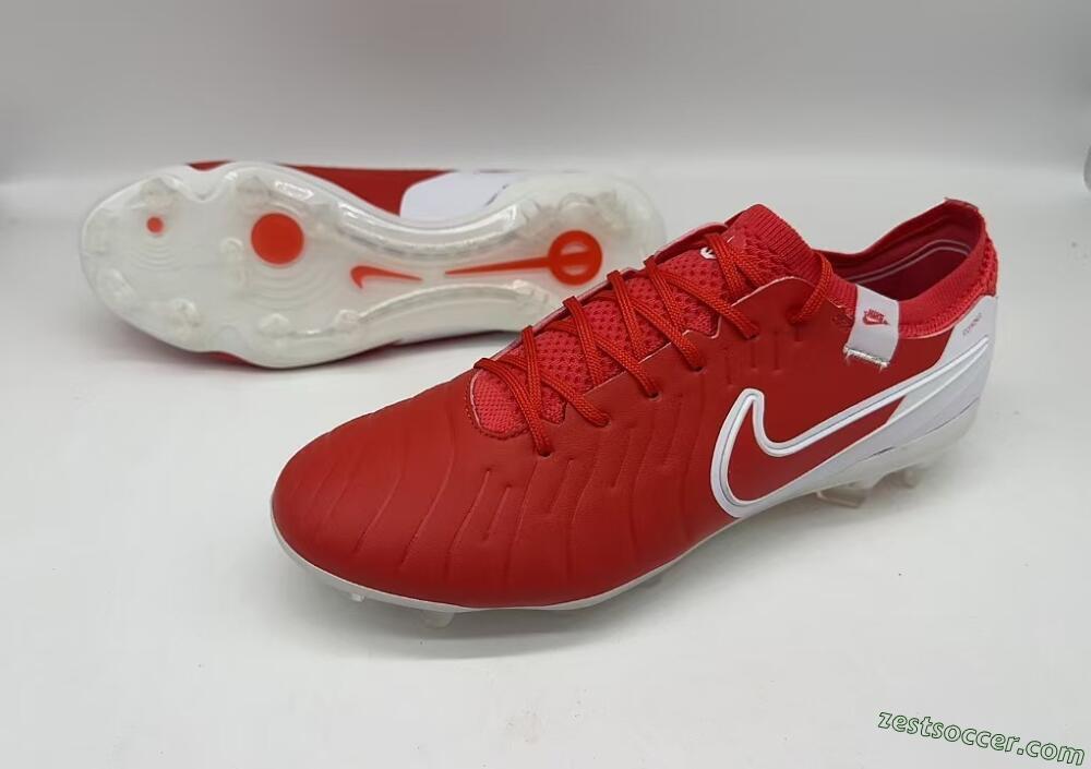 Nike Tiempo Legend 10 Elite FG Low-Tops Soccer Cleats - Red/White