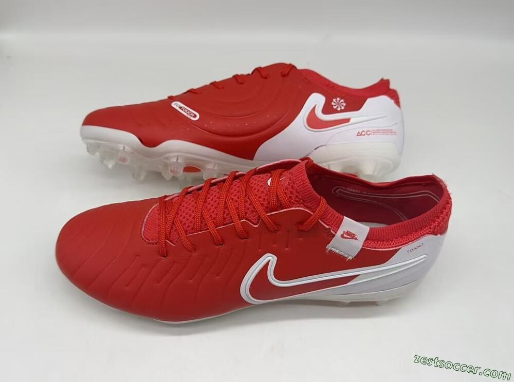 Nike Tiempo Legend 10 Elite FG Low-Tops Soccer Cleats - Red/White