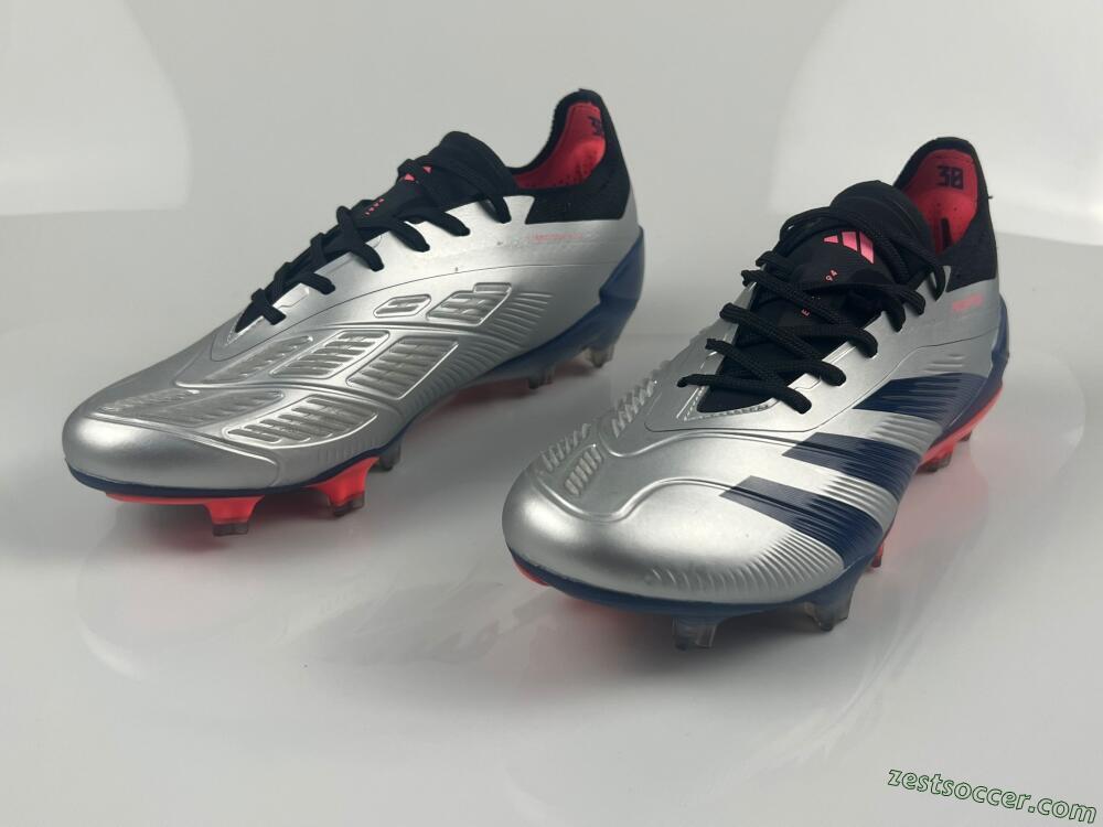 Adidas Predator 24 Elite FG Low-Tops Soccer Cleats - Silver/Blue/Red