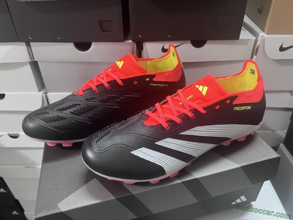 Adidas Predator 24 Elite AG Low-Tops Soccer Cleats - Black/white/Red/Yellow