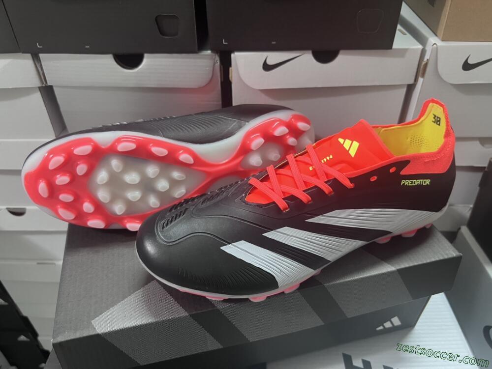 Adidas Predator 24 Elite AG Low-Tops Soccer Cleats - Black/white/Red/Yellow