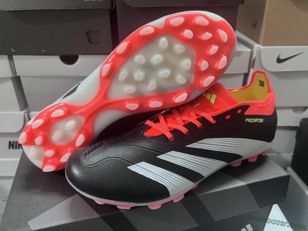 Adidas Predator 24 Elite AG Low-Tops Soccer Cleats - Black/white/Red/Yellow