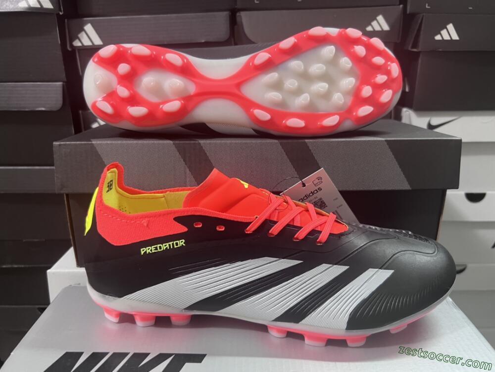 Adidas Predator 24 Elite AG Low-Tops Soccer Cleats - Black/white/Red/Yellow